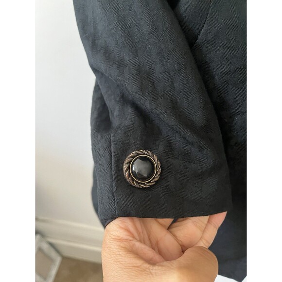 PETITE SOPHISTICATE Womens 6P Black Blazer Pinstripe Full Button Padded Shoulder - Picture 6 of 8